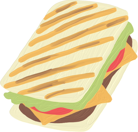 Handdrawn Painterly Asian Snacks Panini Sandwich